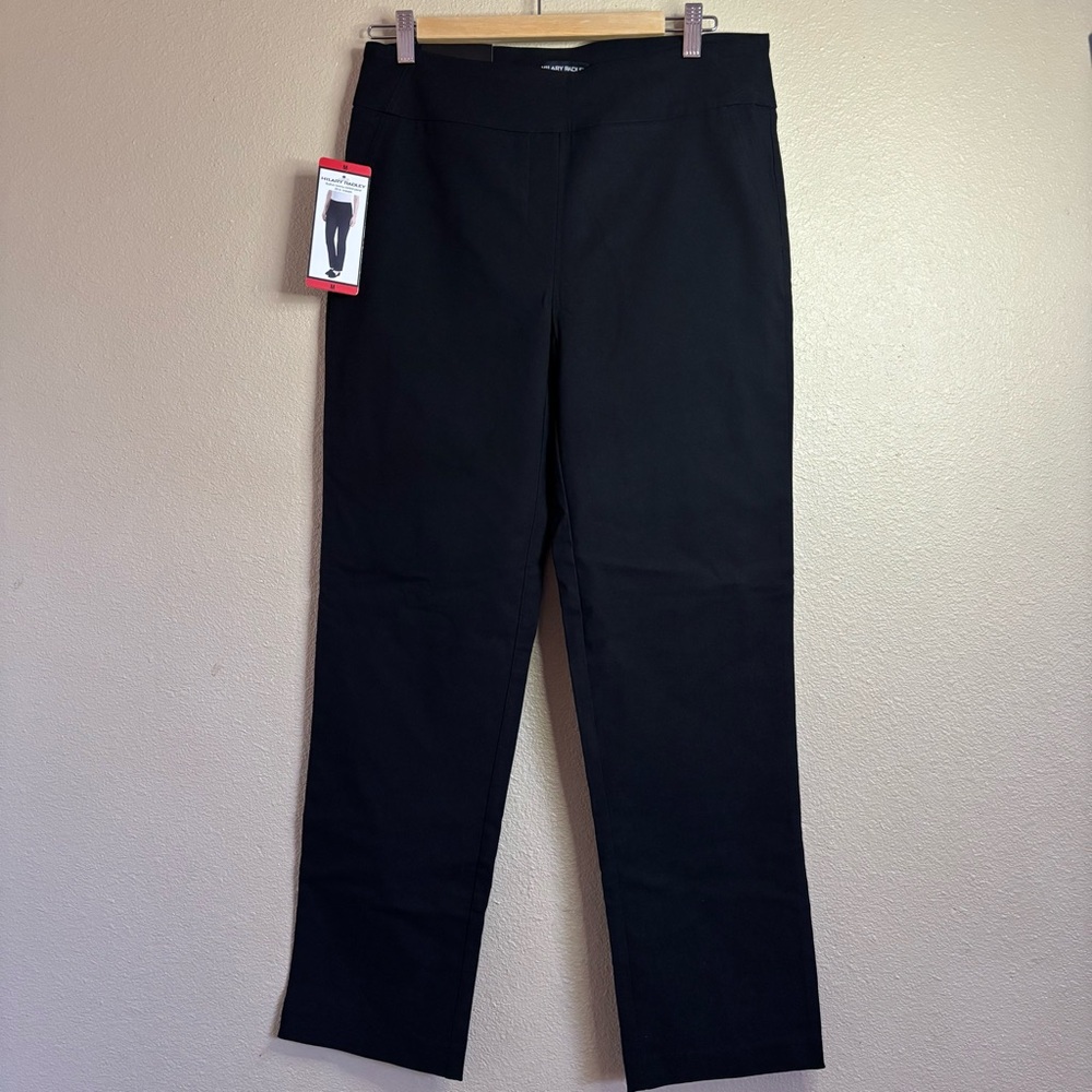 Hilary Radley Black Built-in Tummy Control Panel Straight Leg Dress Pants size M